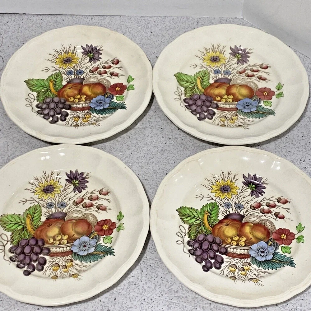 Reynolds Spode Copeland Fine Bone China Floral Bread & Butter Plates (4) FLAW